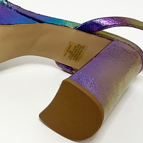Steve Madden Lessa Ankle Strap Open Toe Heel Sandals Iridescent Rainbow 8M - Picture 9 of 9